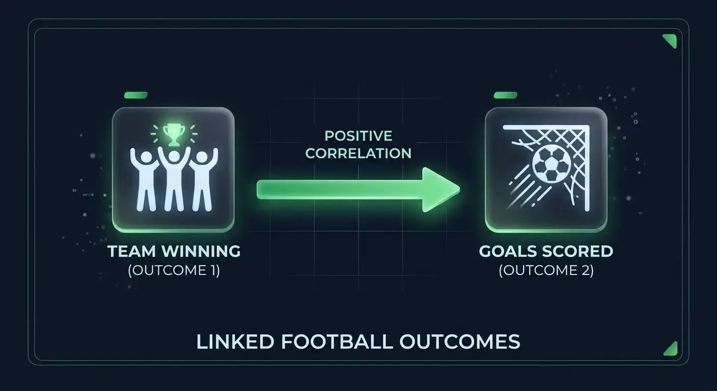 Diagram linking correlated football bet builder selections together