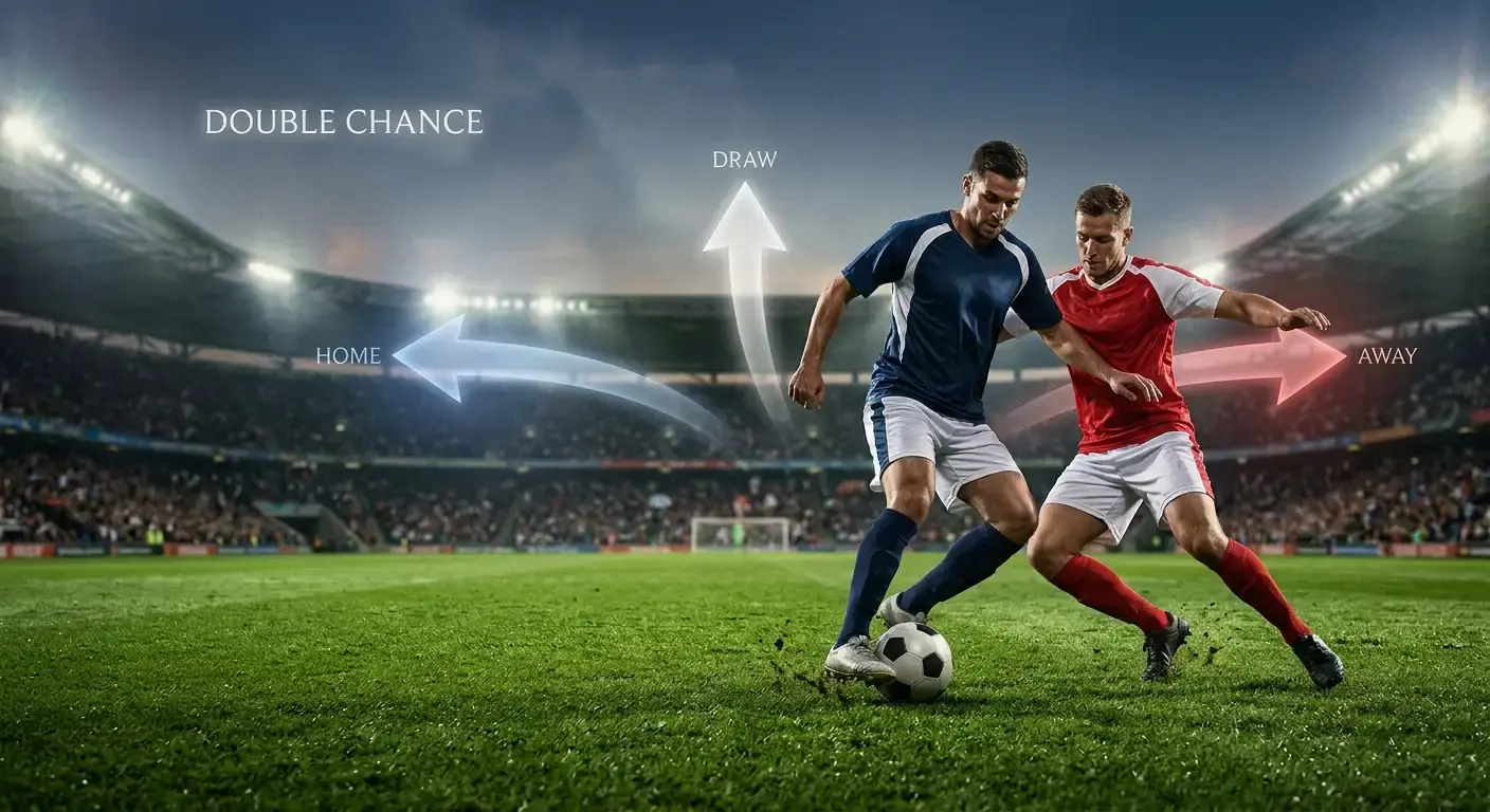 Football match with three possible outcomes symbolised by home, draw and away