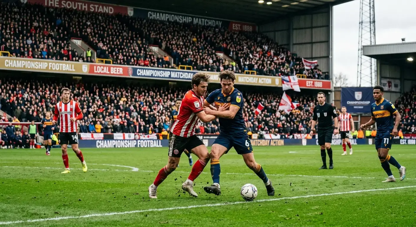 Tightly contested EFL Championship match at a packed English second-tier stadium