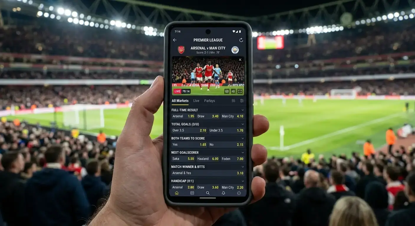 Phone showing the deep range of Premier League match betting markets