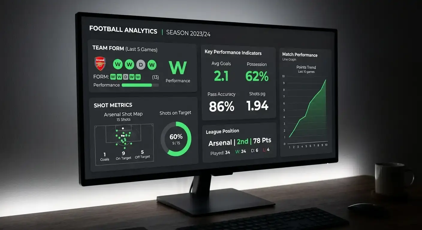 Football data dashboard used to estimate a team's true win probability