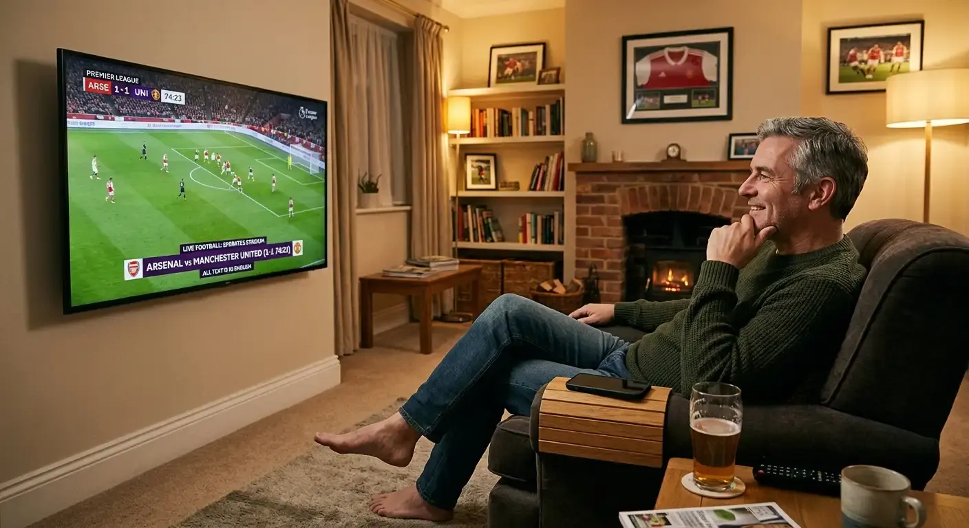 Bettor pausing to stay disciplined while watching a live football match on television
