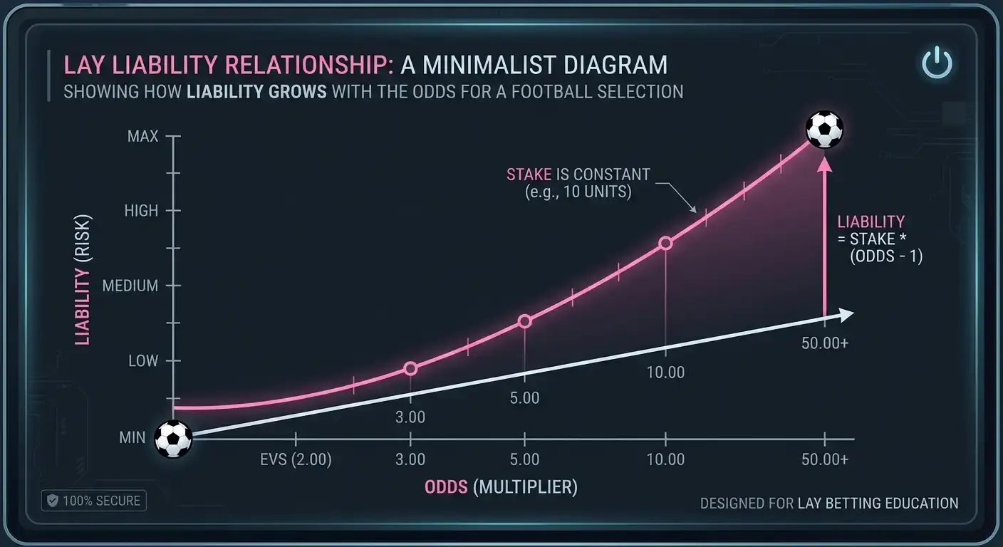 Clean graphic explaining how lay liability is calculated on a football bet