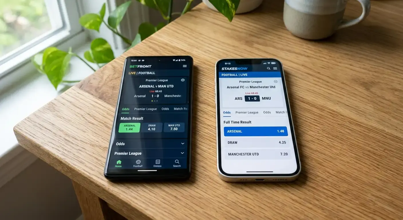 Same football match priced differently across several UK bookmaker apps for odds comparison