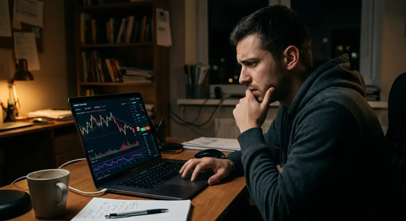 Bettor looking concerned at an open-ended spread betting position