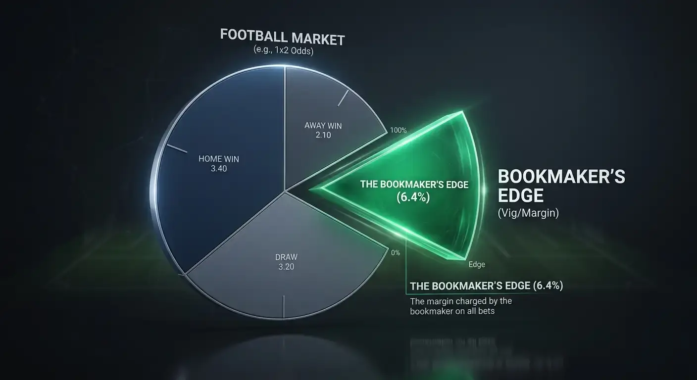 Concept of the built-in house edge that the overround represents in football odds