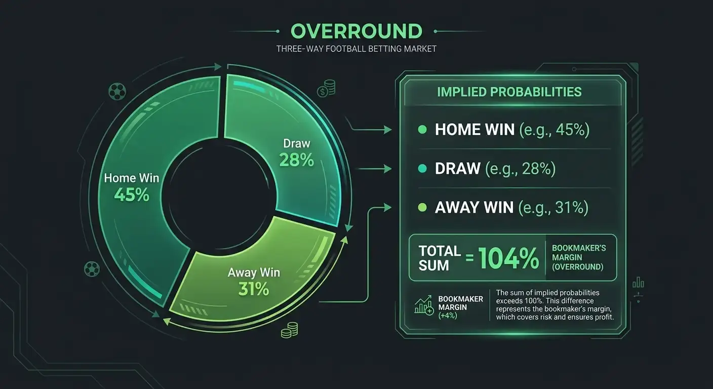 Diagram showing three-way football probabilities summing above one hundred percent