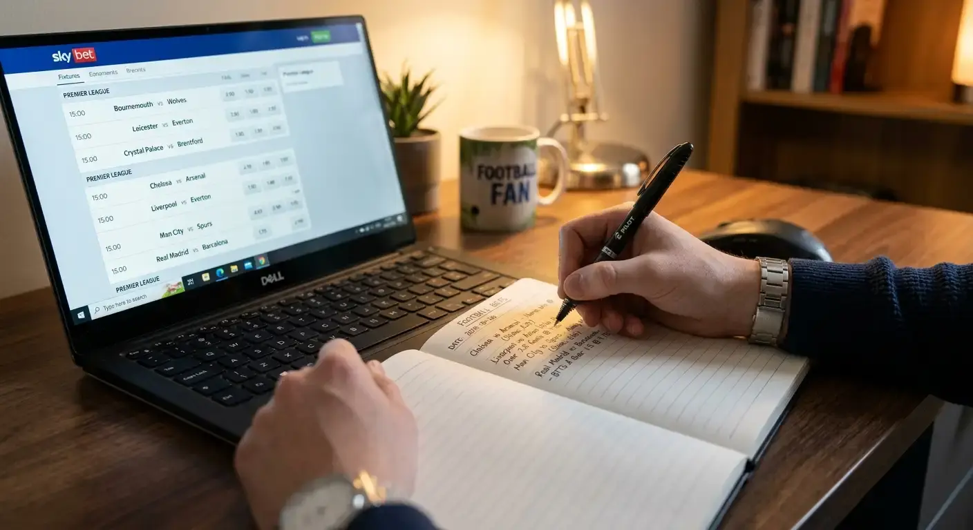 Bettor keeping simple records of bets in a notebook for personal clarity