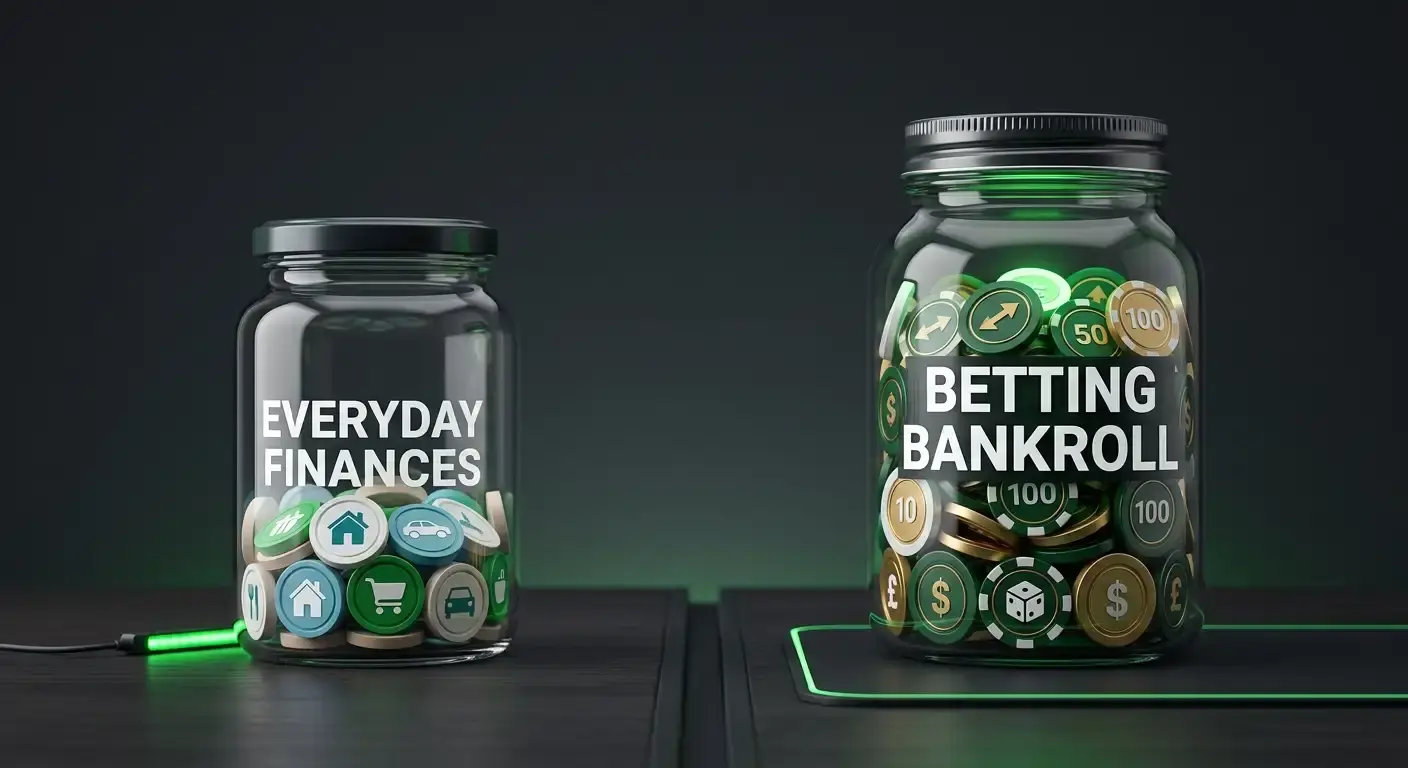 Concept of a separate ring-fenced football betting bankroll kept apart from daily money