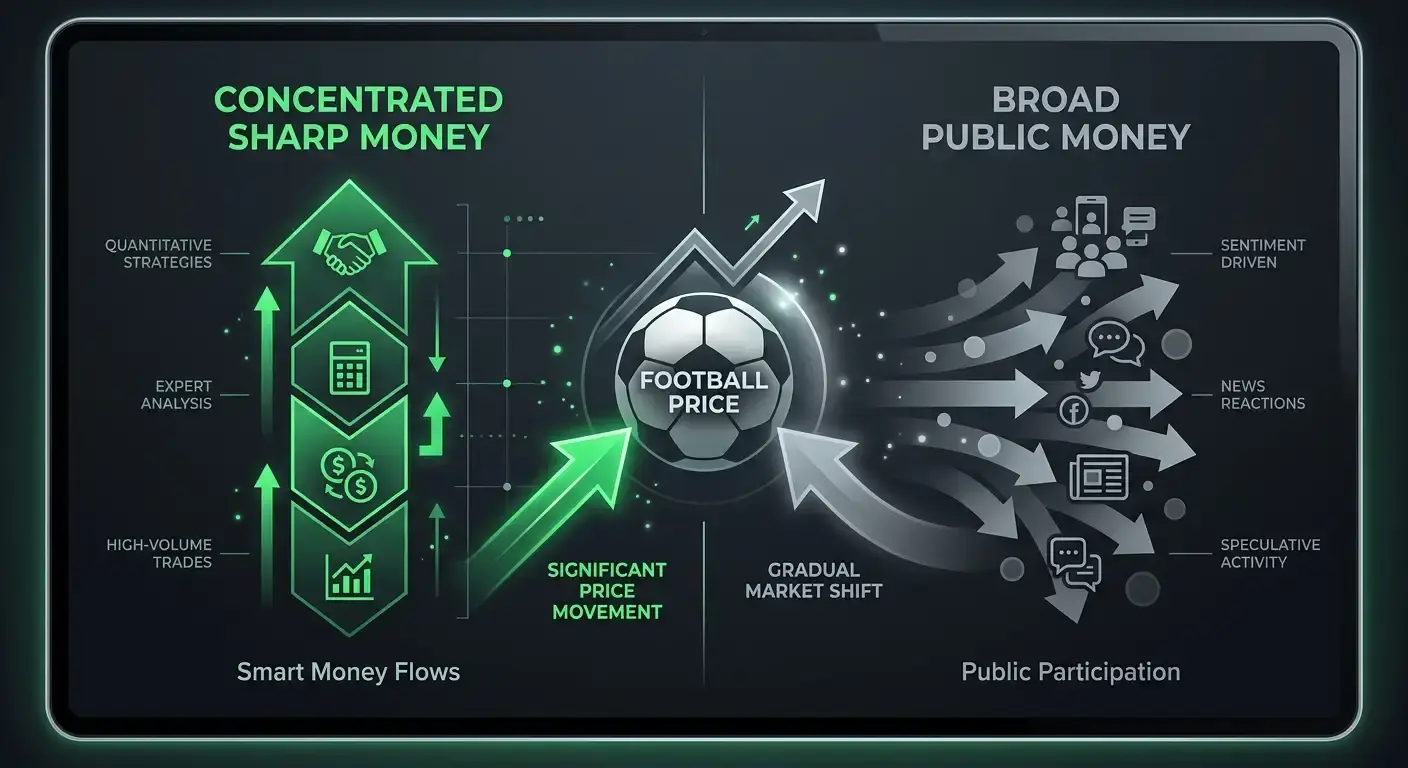 Chart contrasting sharp money and public money influence on football odds