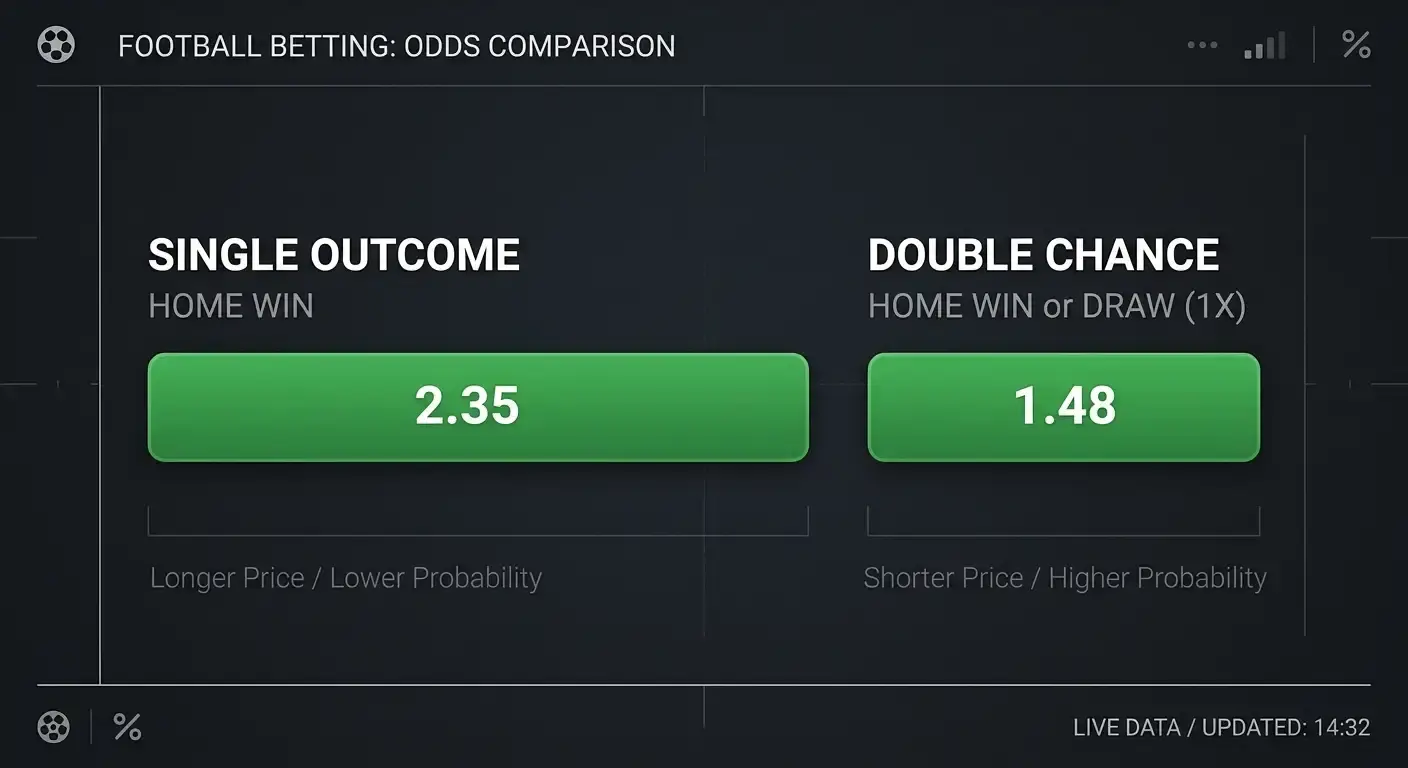 Simple chart showing how covering two outcomes shortens football odds