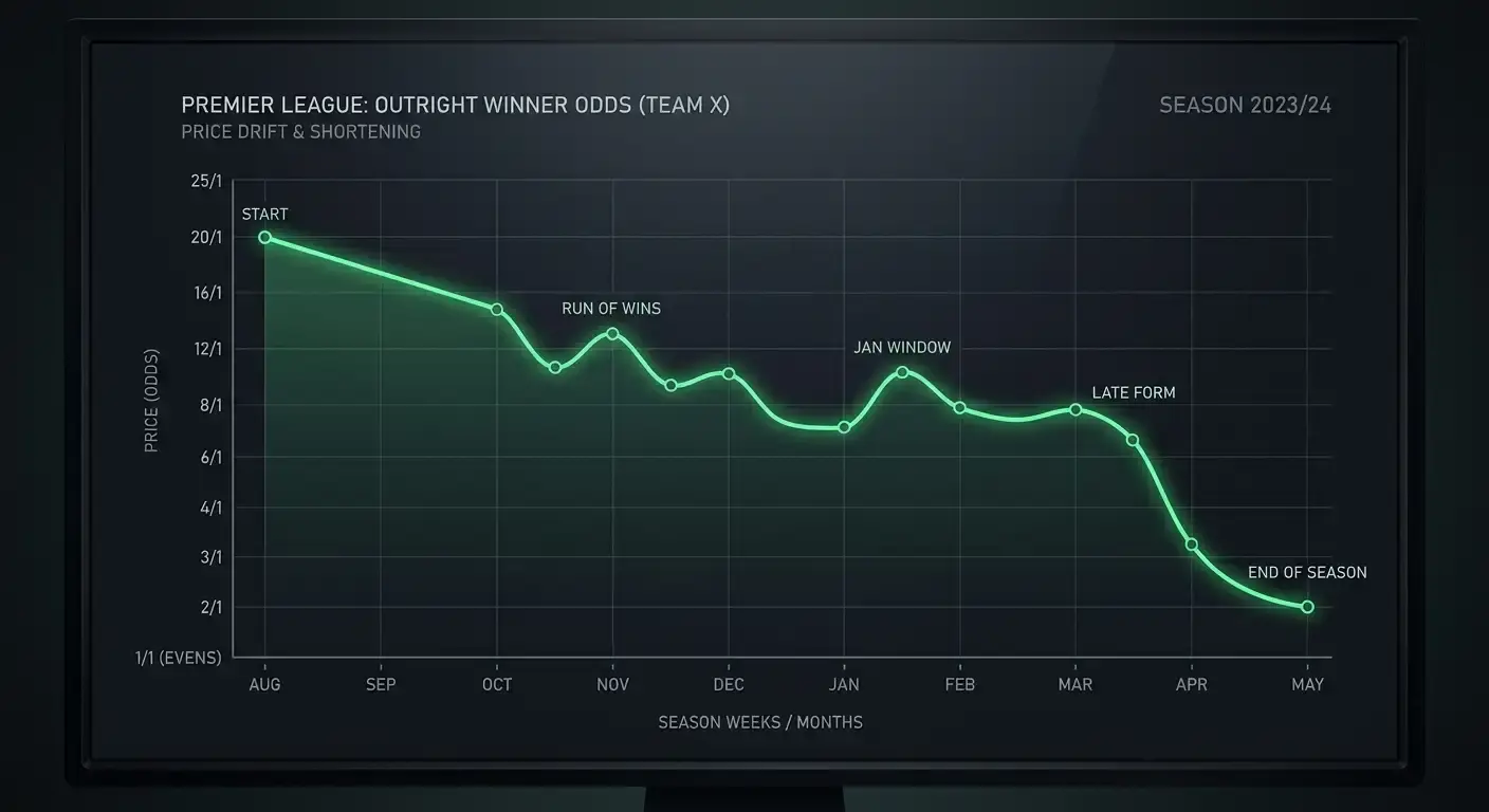 Line graphic showing an outright price shortening as a season progresses