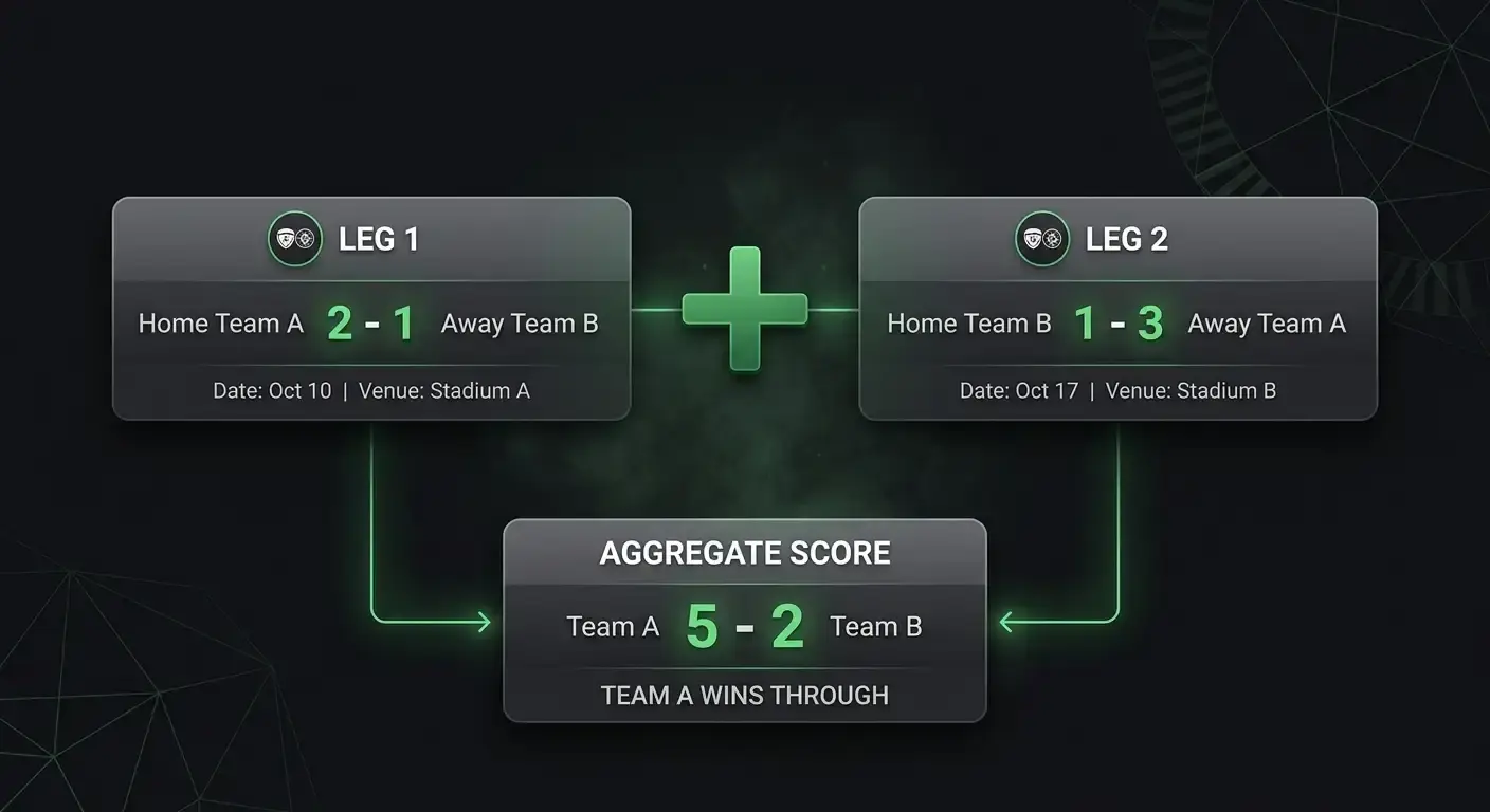 Diagram of a two-legged Champions League tie settled on aggregate