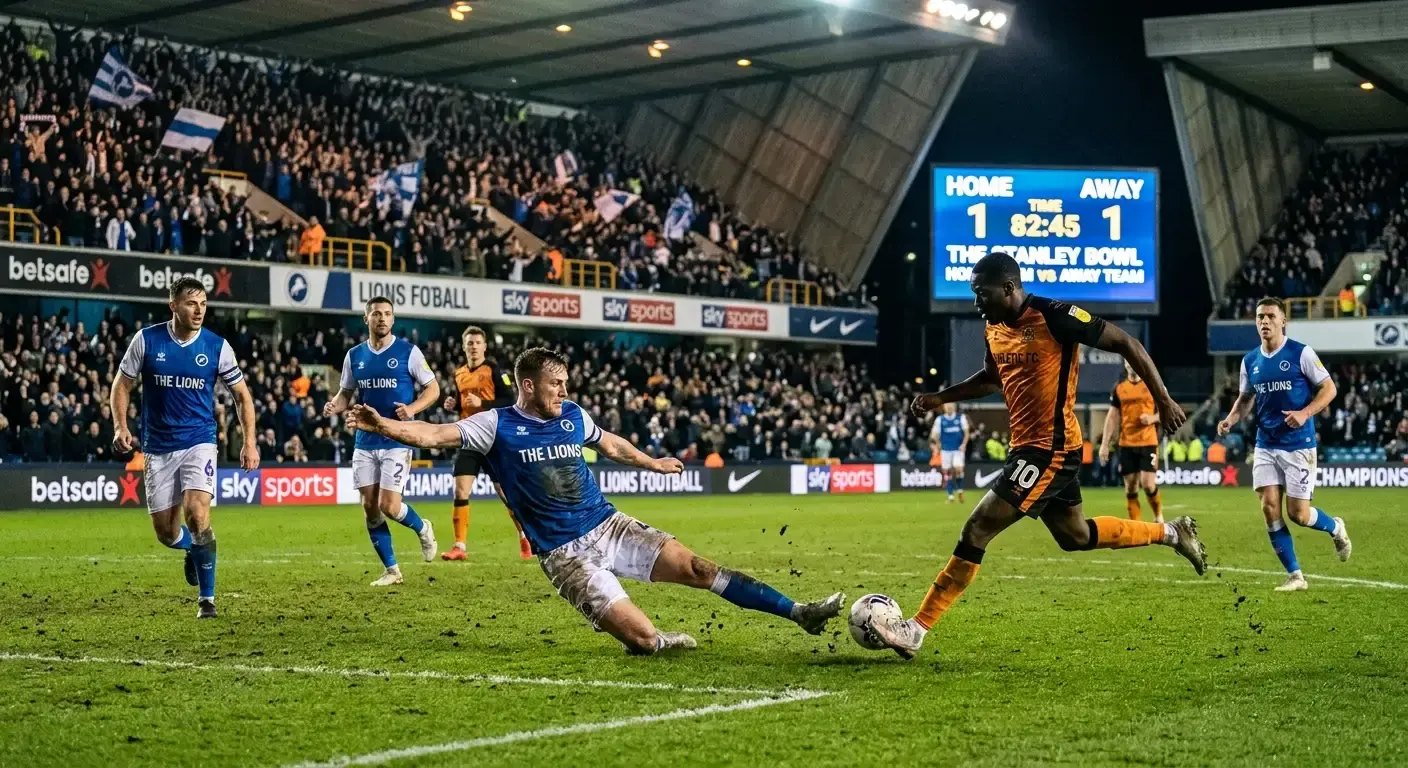Home underdog defending resolutely to avoid defeat in a football match