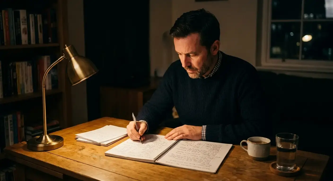 Football analyst studying match data at a desk to find value betting opportunities