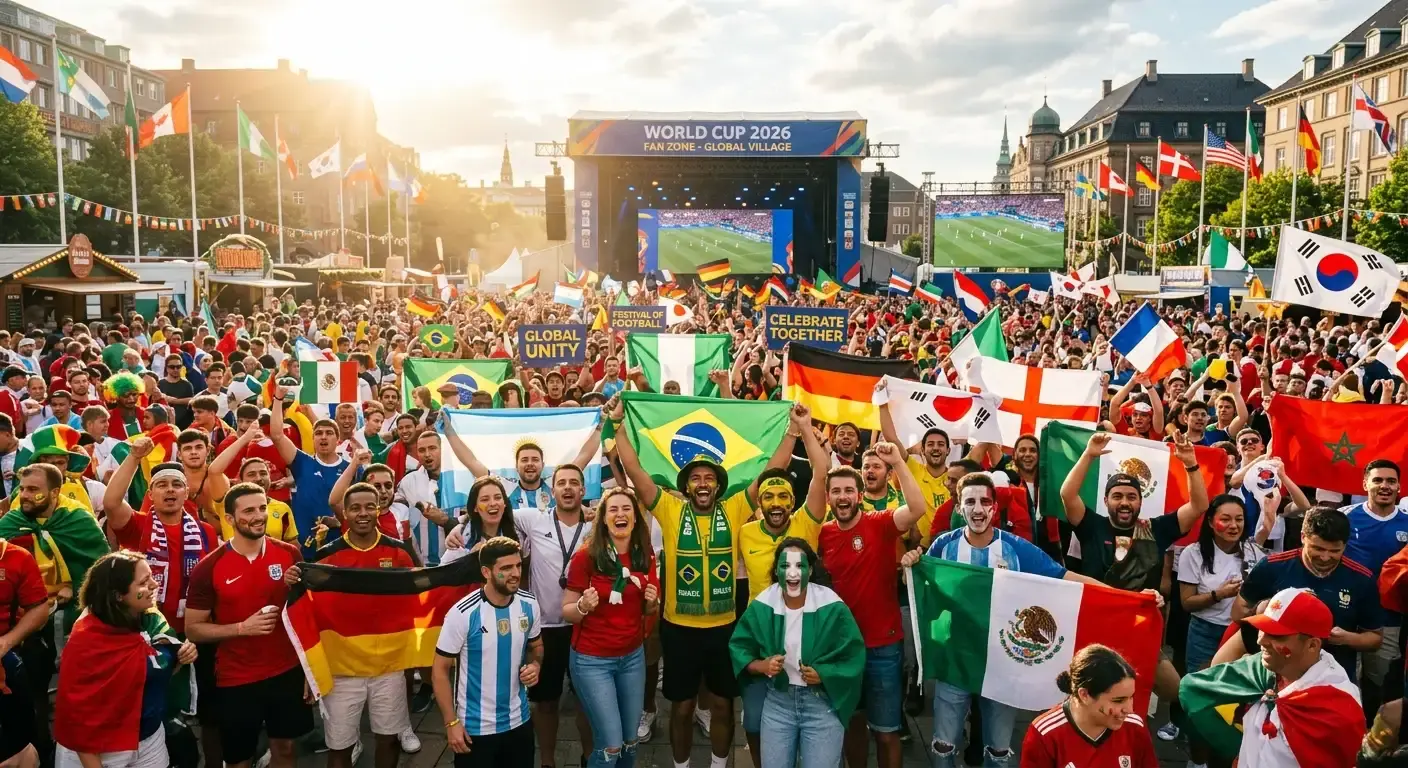 Football fans from many nations gathering for the expanded 2026 World Cup