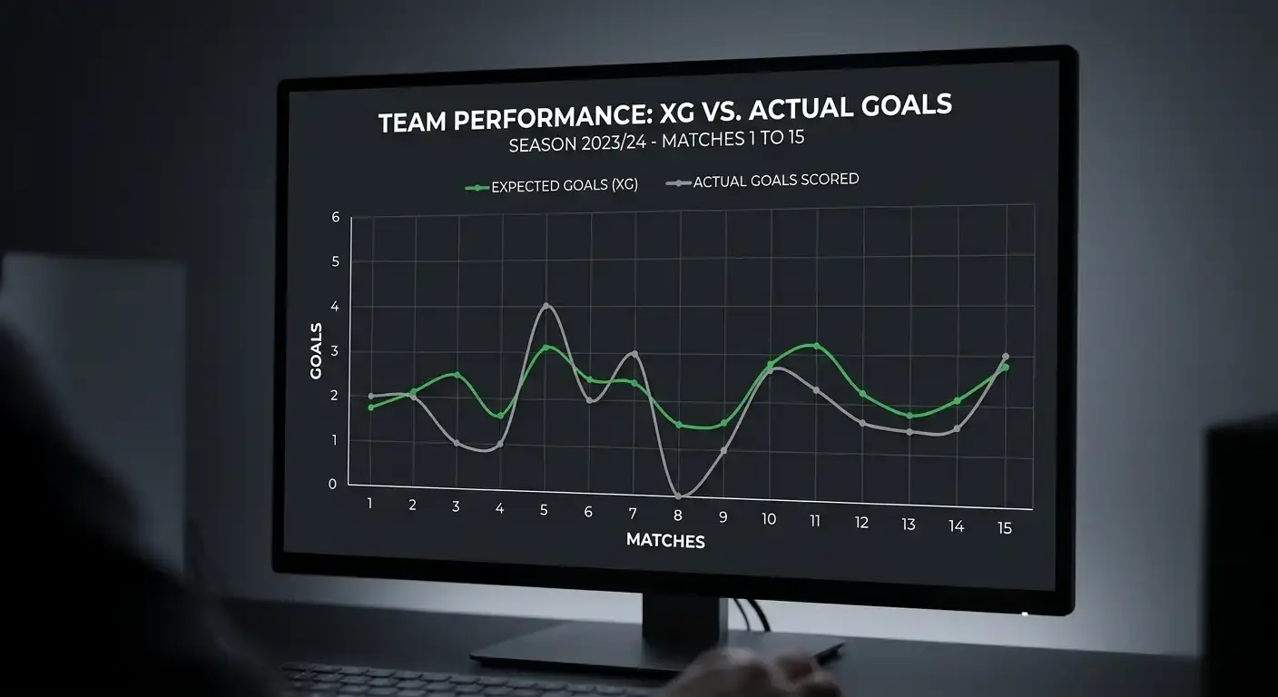 Chart comparing a team's expected goals against its actual goals over matches